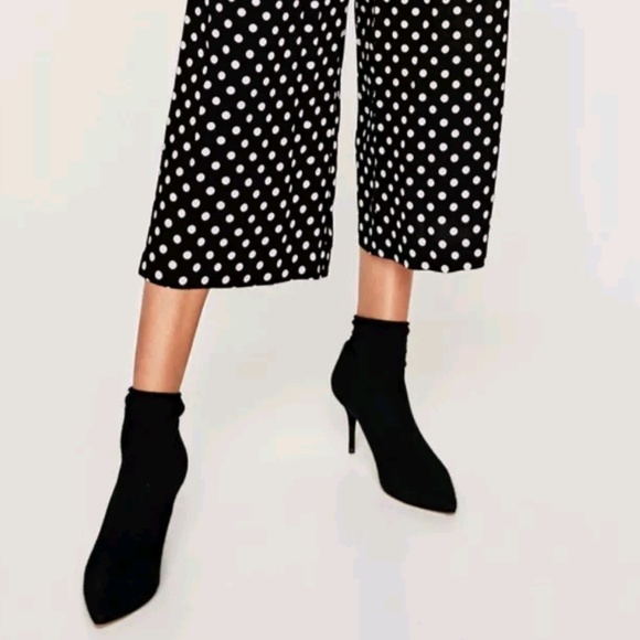 high heel sock style ankle boots